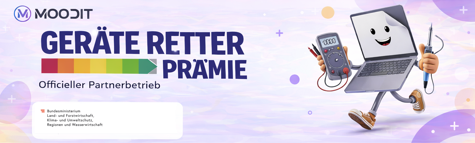 Geräte-Retter-Prämie – Moodit Offizieller Partnerbetrieb. 50% Reparaturbonus!